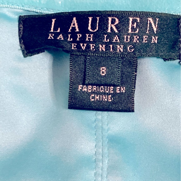 NWT Lauren Ralph Lauren Evening Turquoise Strapless Chiffon A-Line Gown - Sz 8 - Picture 12 of 14